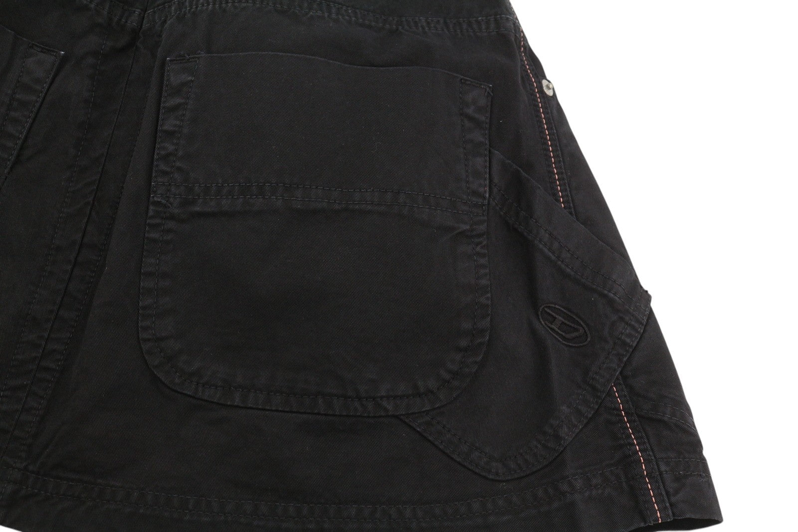 DIESEL O-Beige Women's Skirt W27 Black Cotton RRP€150 5-Design Pockets Logo Mini