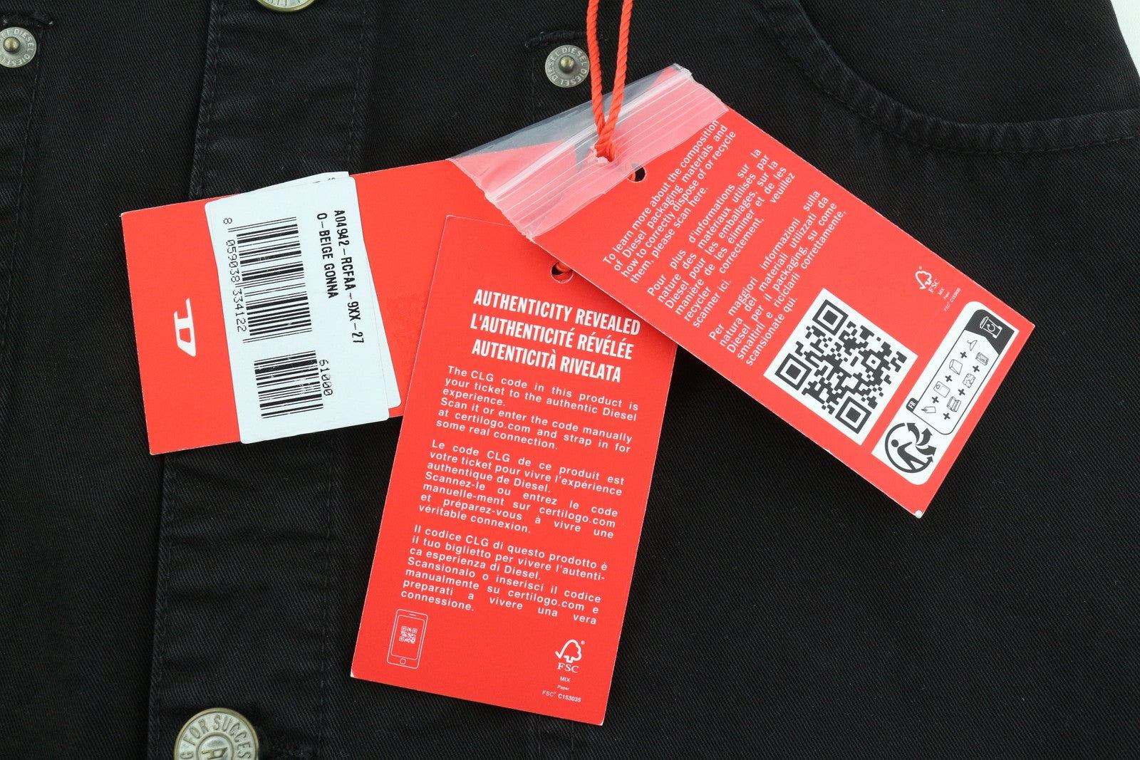 DIESEL O-Beige Women's Skirt W27 Black Cotton RRP€150 5-Design Pockets Logo Mini