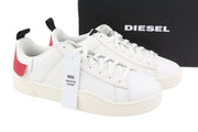 DIESEL S-Clever Low Lace Men Sneakers EU44.5 White Red Leather RRP€140