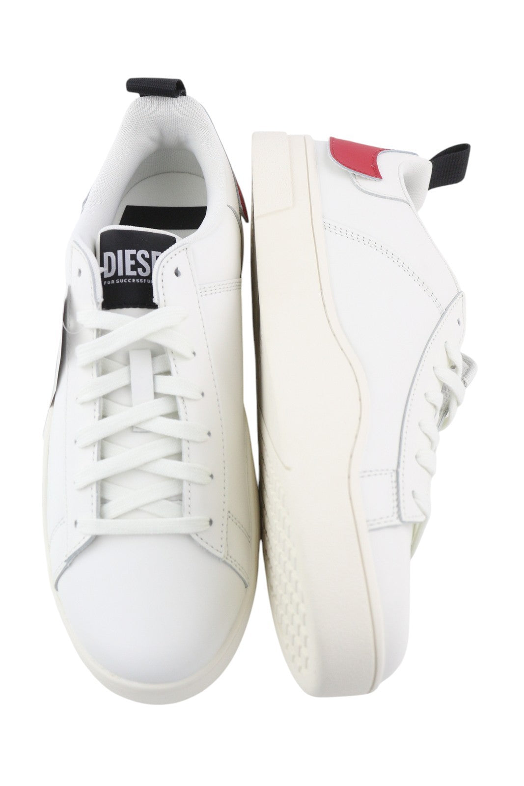 DIESEL S-Clever Low Lace Men Sneakers EU44.5 White Red Leather RRP€140