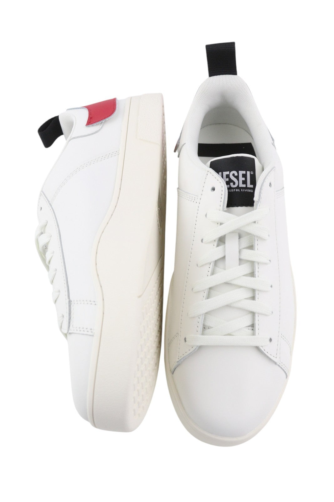 DIESEL S-Clever Low Lace Men Sneakers EU44.5 White Red Leather RRP€140