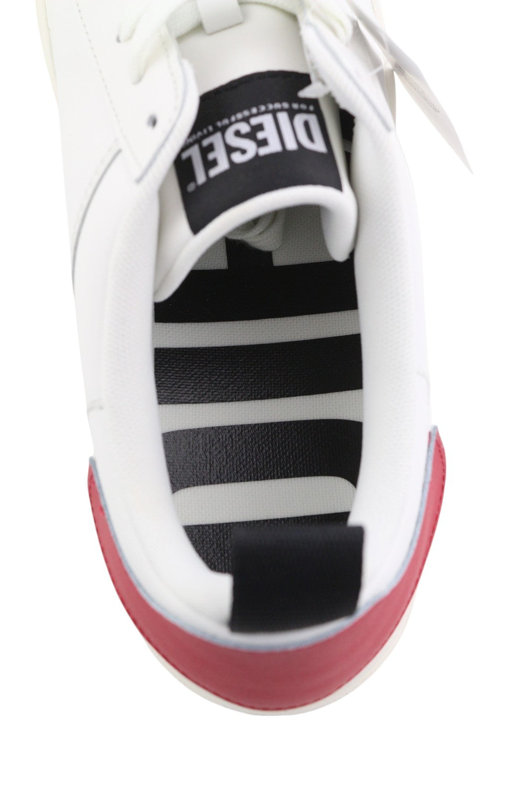 DIESEL S-Clever Low Lace Men Sneakers EU44.5 White Red Leather RRP€140