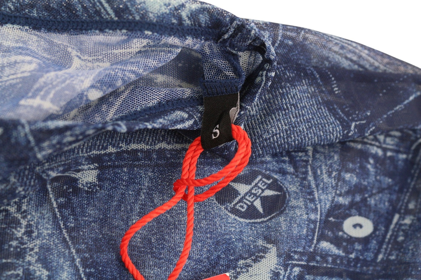 DIESEL Awtee-Briize-Wt28 Women T-Shirt S Washed Blue Short Sleeved Sheer Cropped