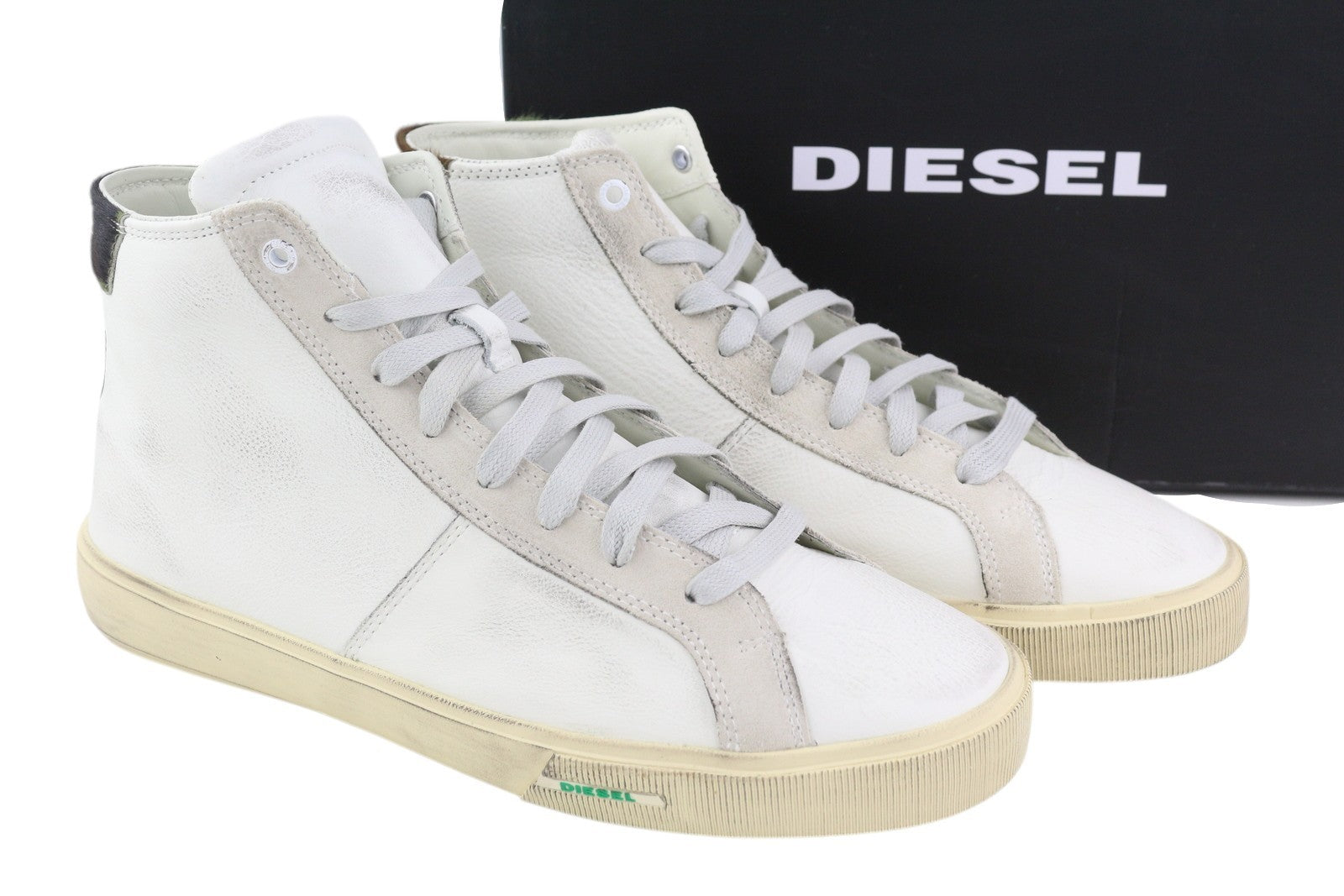 DIESEL S-Mydori MC Men Sneakers EU42 White Leather Laced Almond Toe RRP€220
