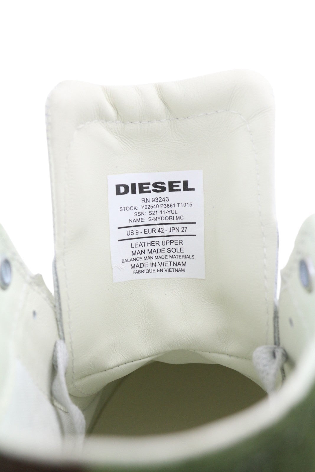 DIESEL S-Mydori MC Men Sneakers EU42 White Leather Laced Almond Toe RRP€220