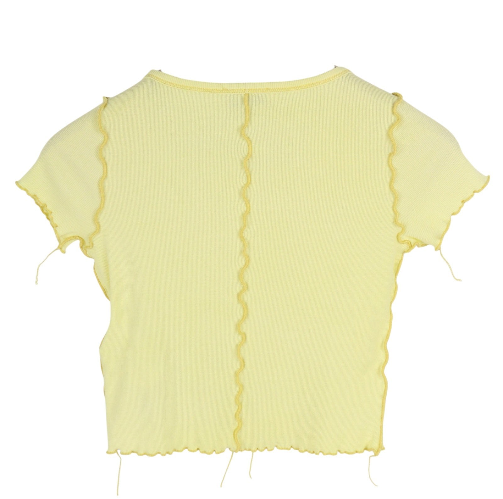 DIESEL T-Ribby Women T-Shirt S Yellow Short Sleeve Round Neck Stretch Cropped