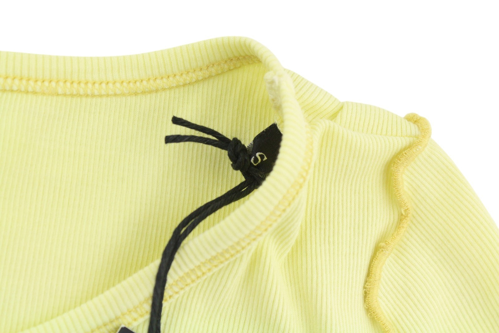 DIESEL T-Ribby Women T-Shirt S Yellow Short Sleeve Round Neck Stretch Cropped