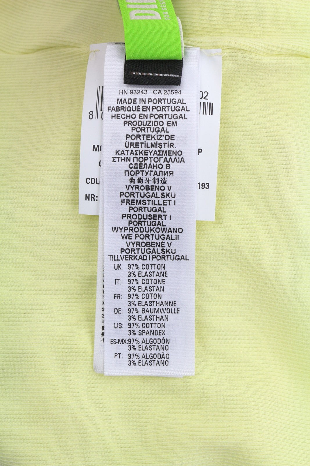 DIESEL T-Ribby Women T-Shirt S Yellow Short Sleeve Round Neck Stretch Cropped