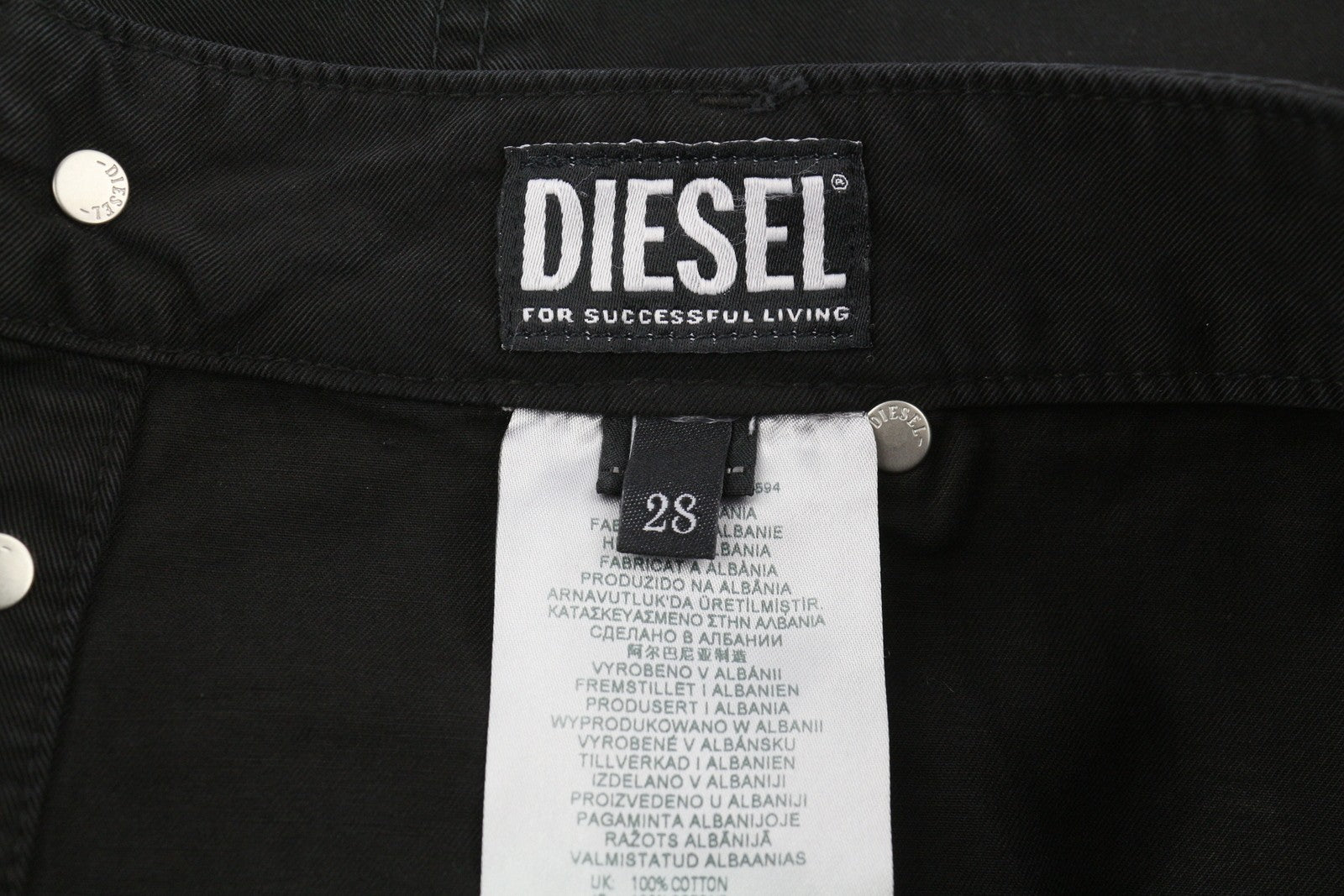 DIESEL O-Beige Women Skirt W28 Black Cotton Buttoned 5-Design Pockets RRRP150