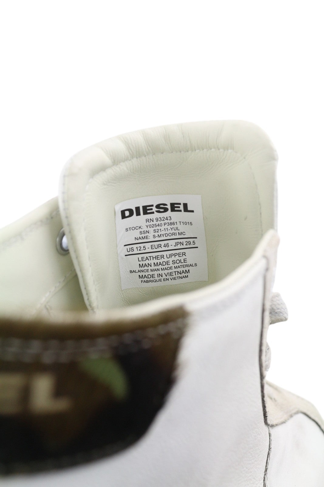 DIESEL S-Mydori MC Men Sneakers EU46 White Leather Laced Almond Toe RRP€220
