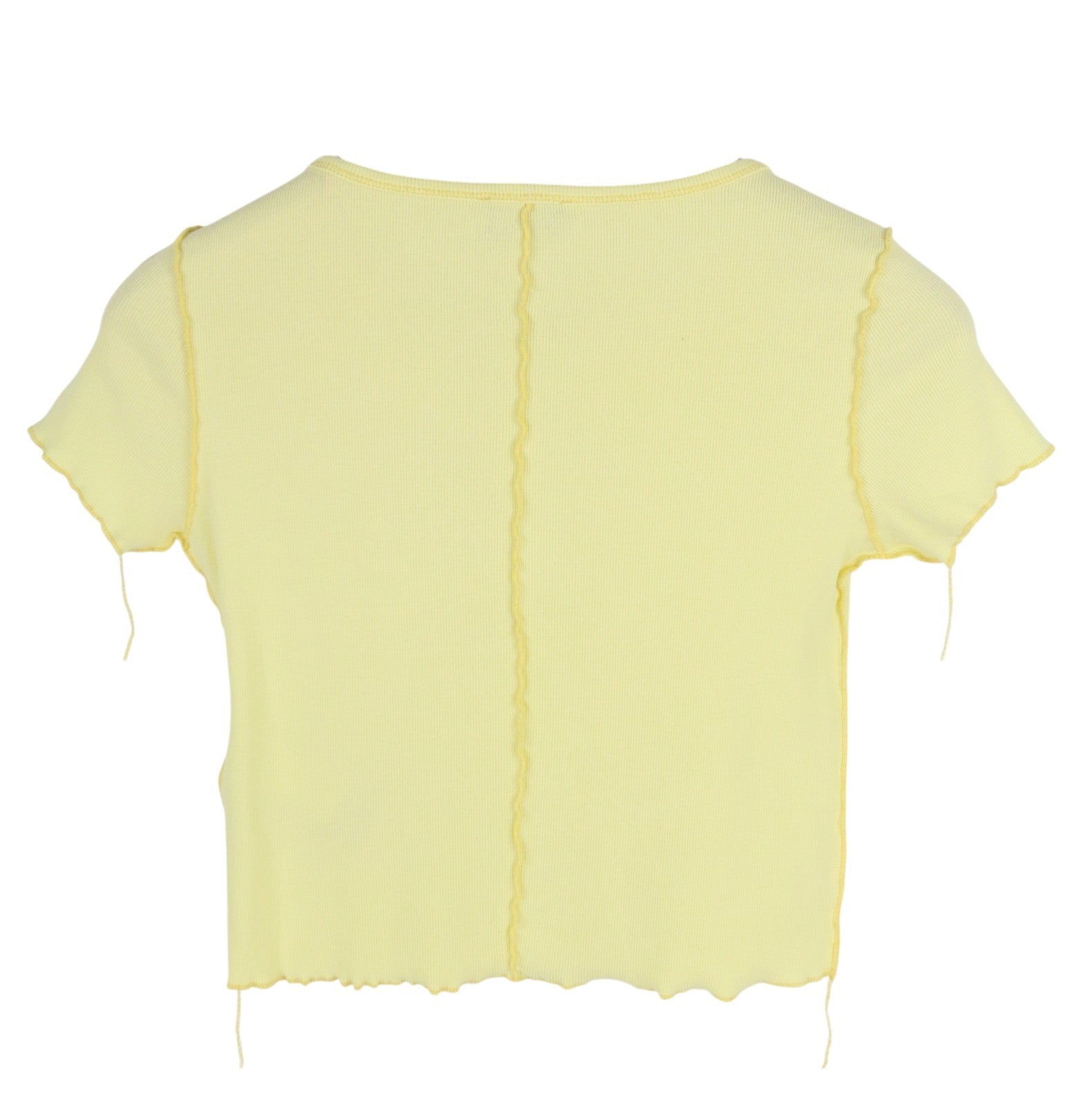 DIESEL T-Ribby Women T-Shirt M Yellow Short Sleeve Round Neck Stretch Cropped