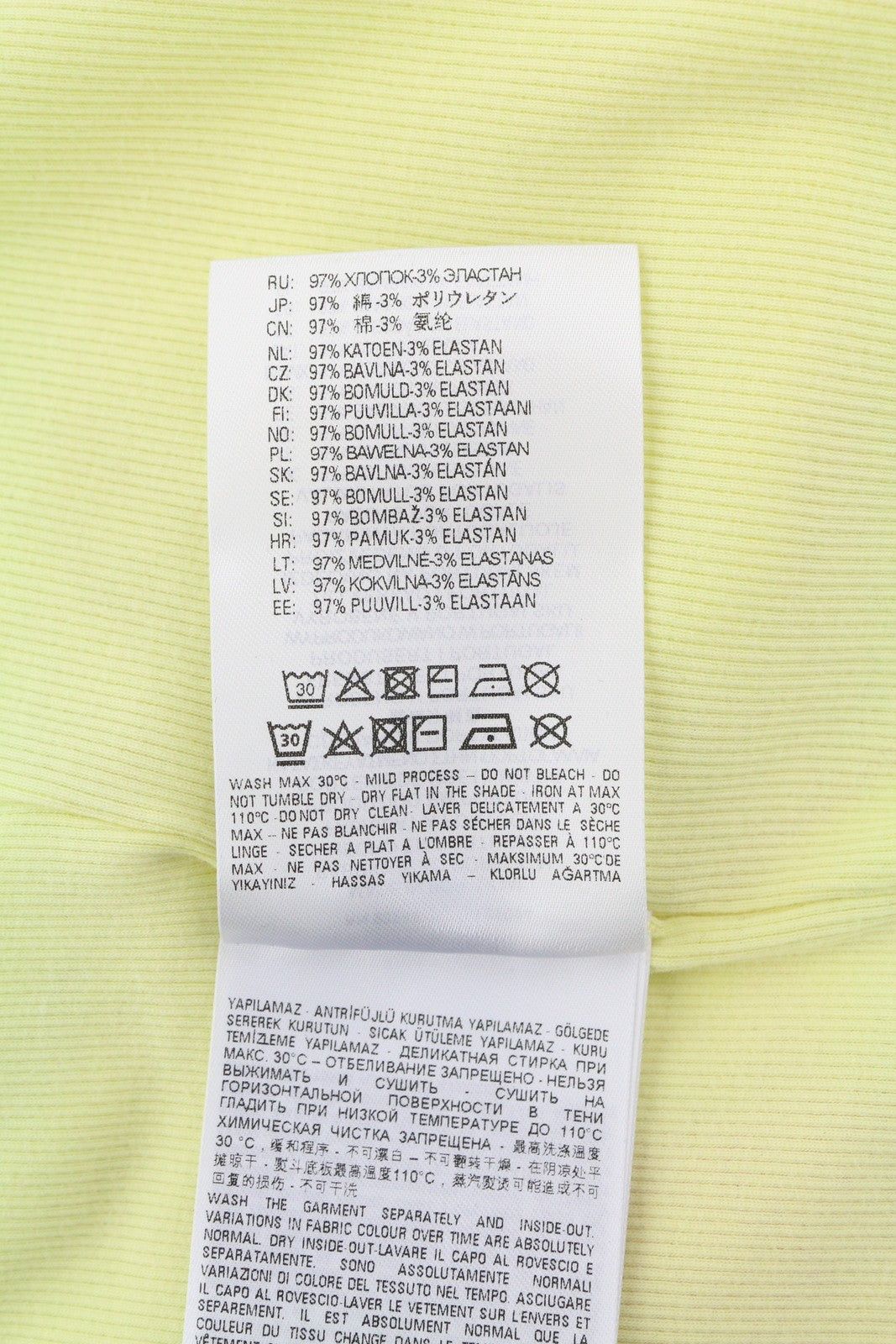 DIESEL T-Ribby Women T-Shirt M Yellow Short Sleeve Round Neck Stretch Cropped