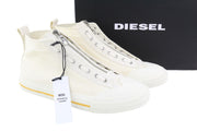 DIESEL S-Astico Mzip Men Sneakers EU45 White Zip Fly Mid Top Almond Toe RRP€180