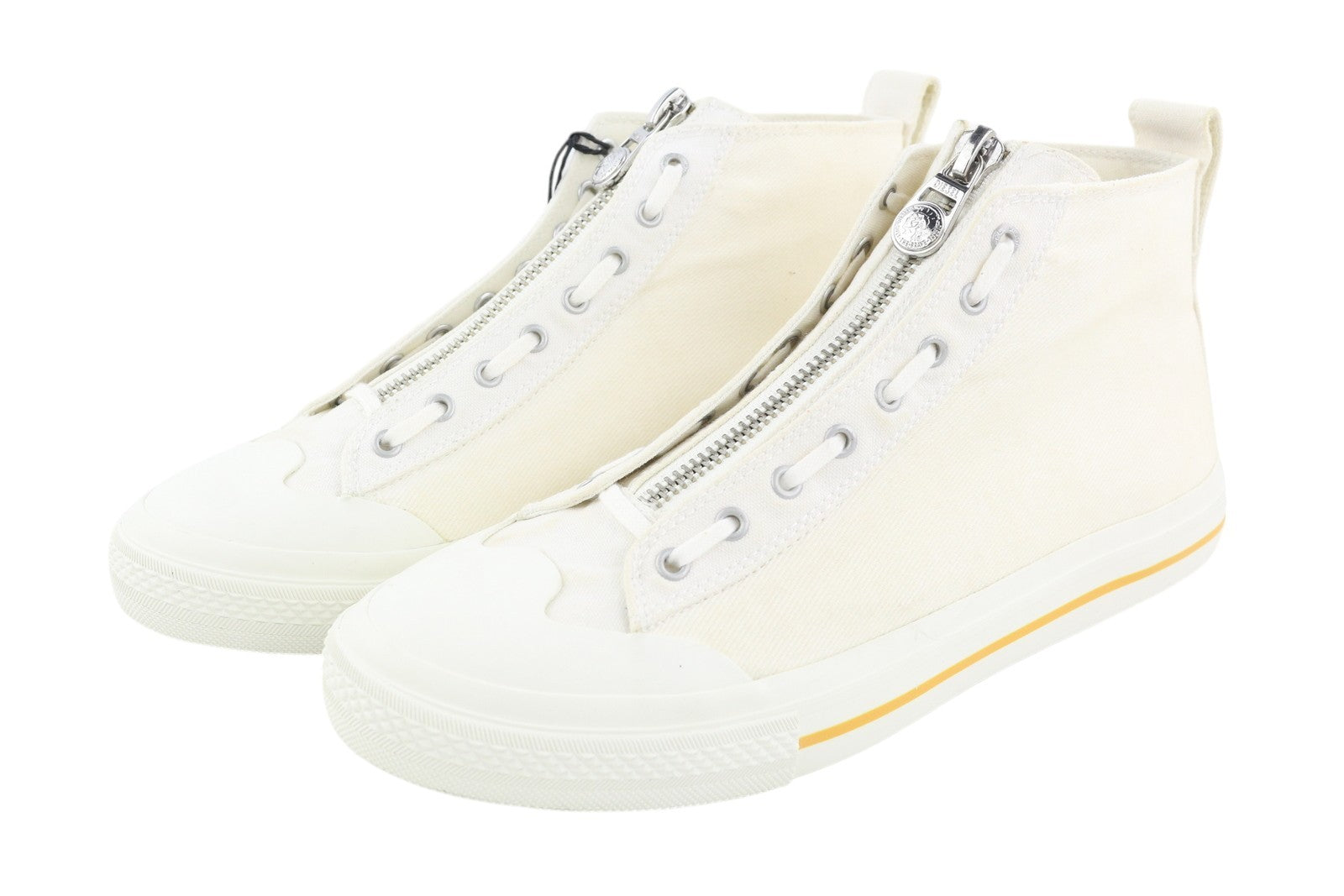 DIESEL S-Astico Mzip Men Sneakers EU45 White Zip Fly Mid Top Almond Toe RRP€180