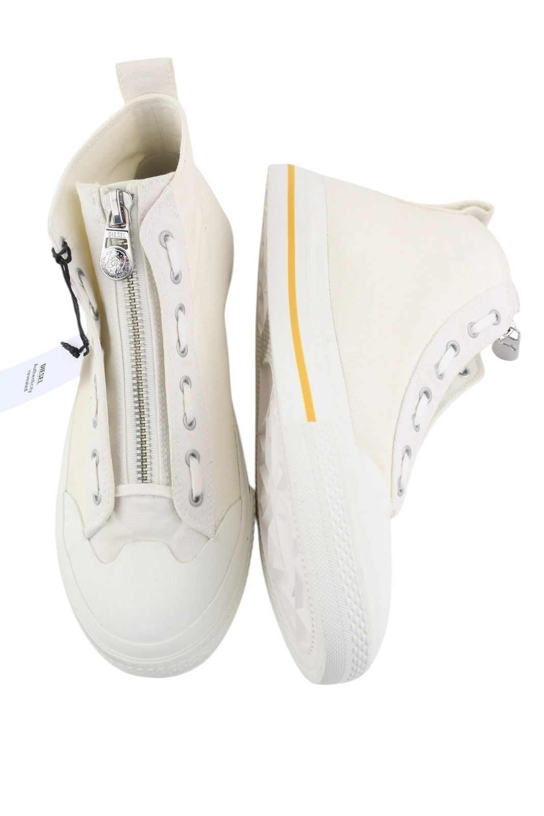 DIESEL S-Astico Mzip Men Sneakers EU45 White Zip Fly Mid Top Almond Toe RRP€180