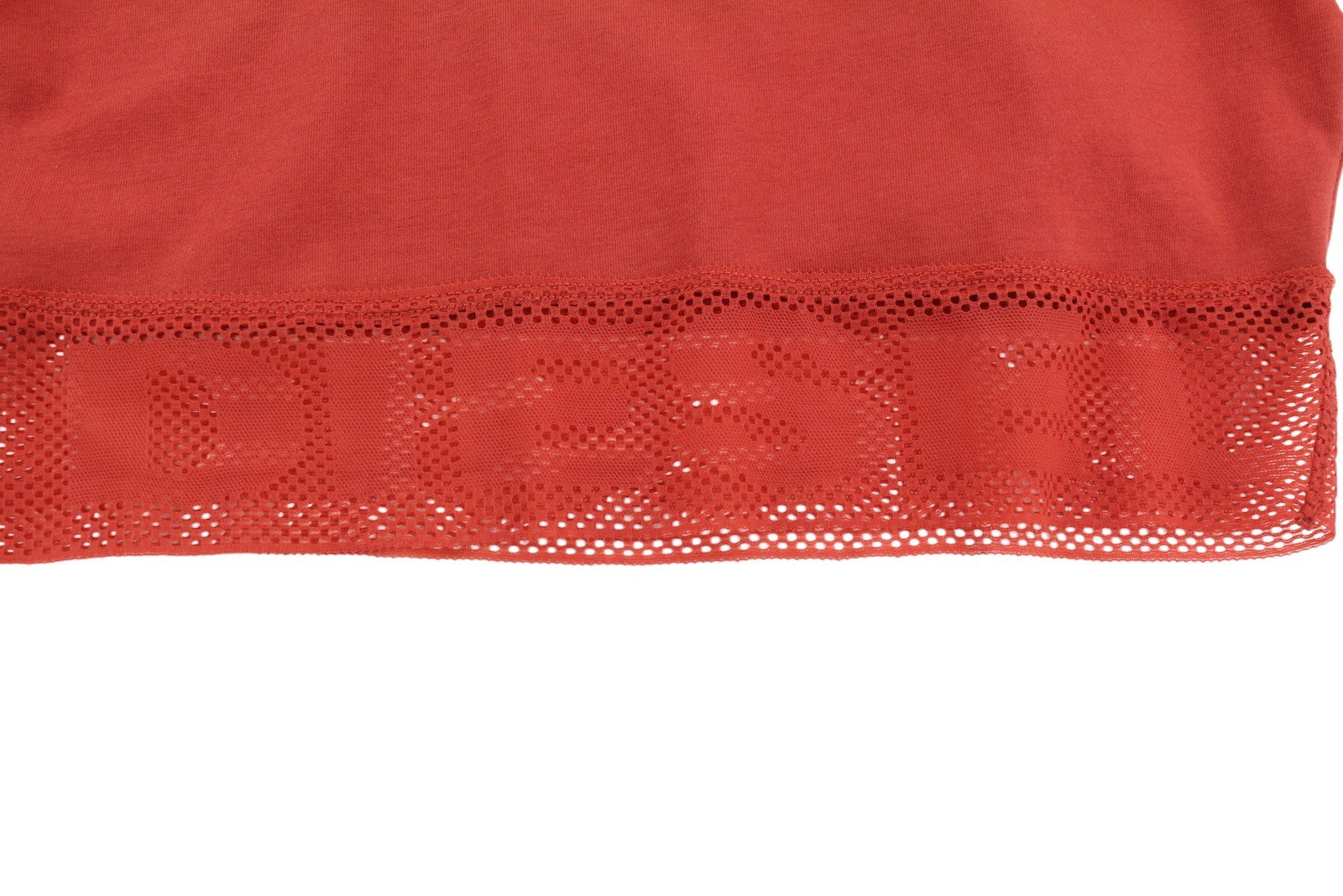 DIESEL Uftee-Giorgmesh-Sv Women T-Shirt S Red Short Sleeve Crew Neck Cropped