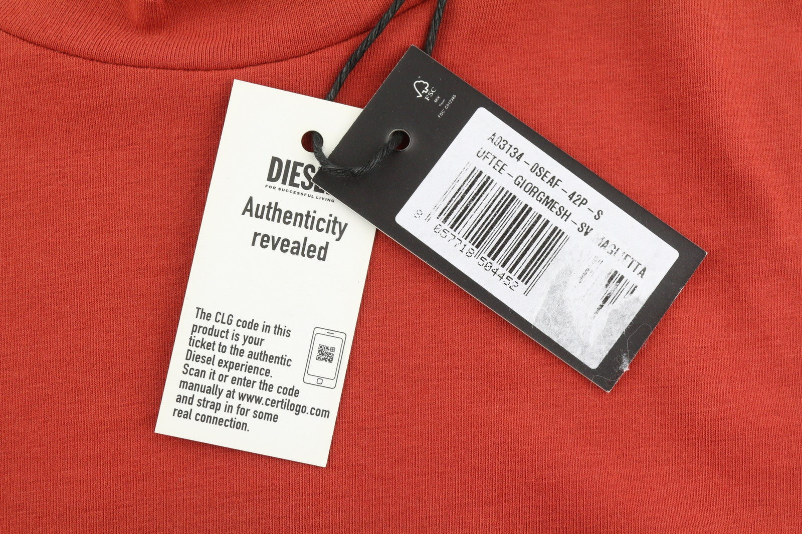 DIESEL Uftee-Giorgmesh-Sv Women T-Shirt S Red Short Sleeve Crew Neck Cropped