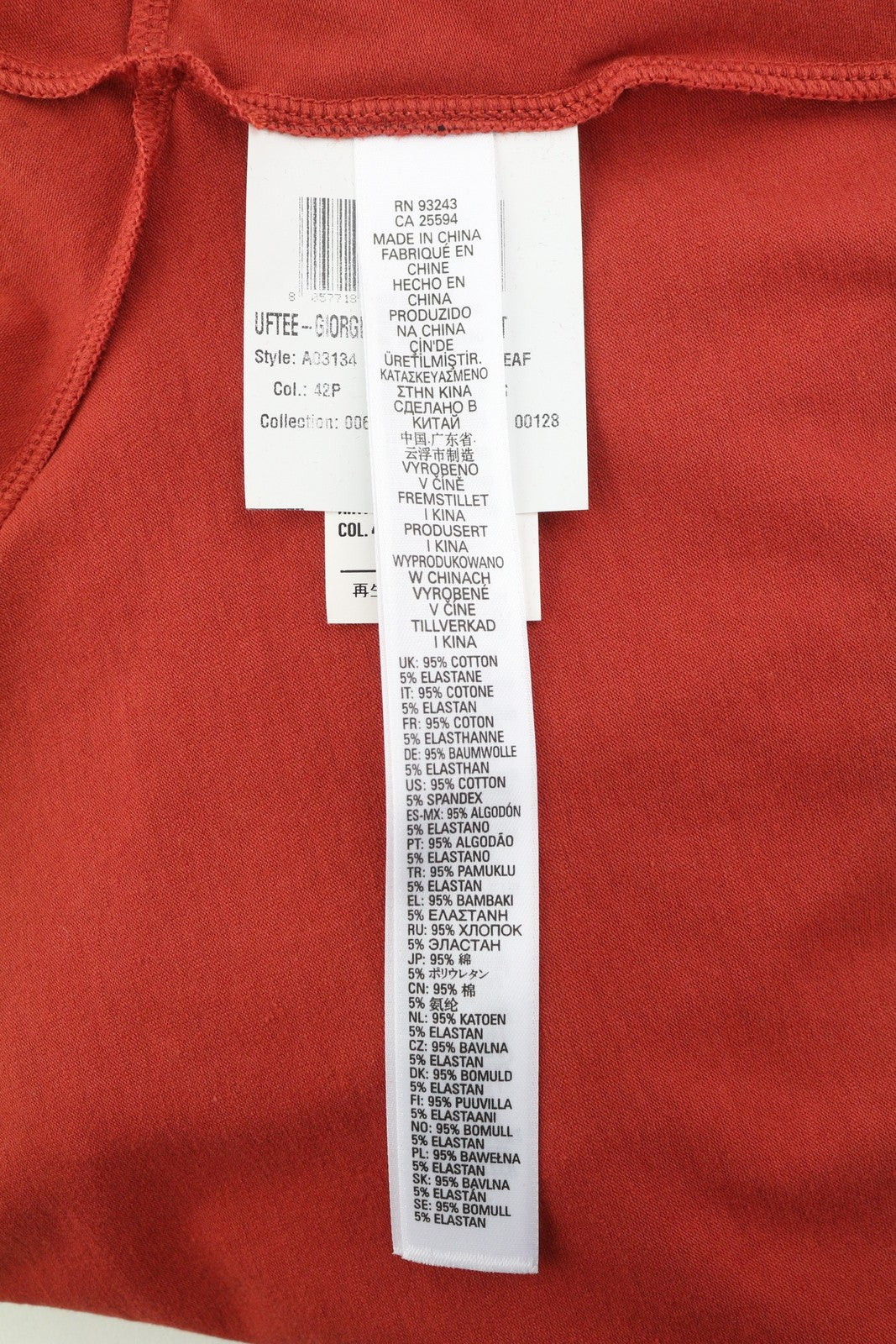 DIESEL Uftee-Giorgmesh-Sv Women T-Shirt S Red Short Sleeve Crew Neck Cropped