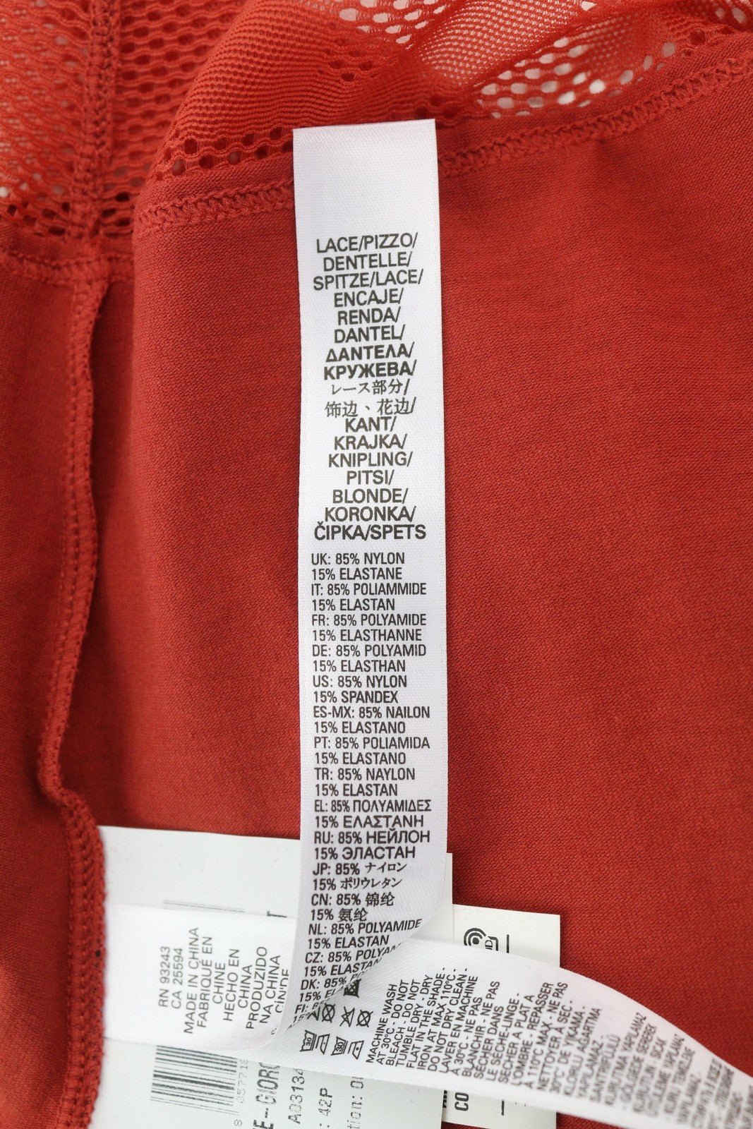 DIESEL Uftee-Giorgmesh-Sv Women T-Shirt S Red Short Sleeve Crew Neck Cropped