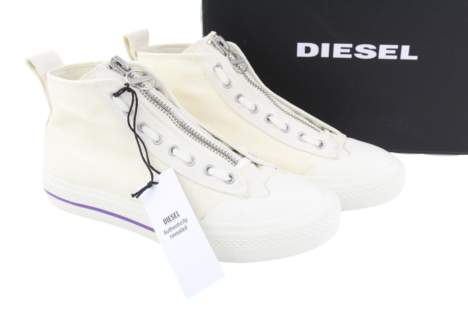 DIESEL S-Astico Mzip W Women Sneakers EU40.5 White Lace Up Almond Toe RRP€180