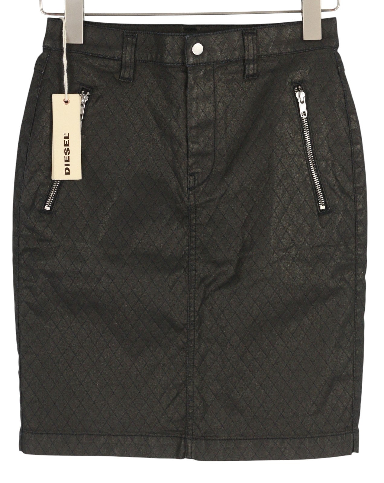 DIESEL De-Frank 0668Z Women Skirt W27 Glitter Black Shiny Embroidered RRP175