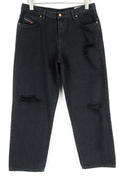 DIESEL Niclah 084TB Womens W31 L32 High-Rise Ripped Black Straight Leg Jeans