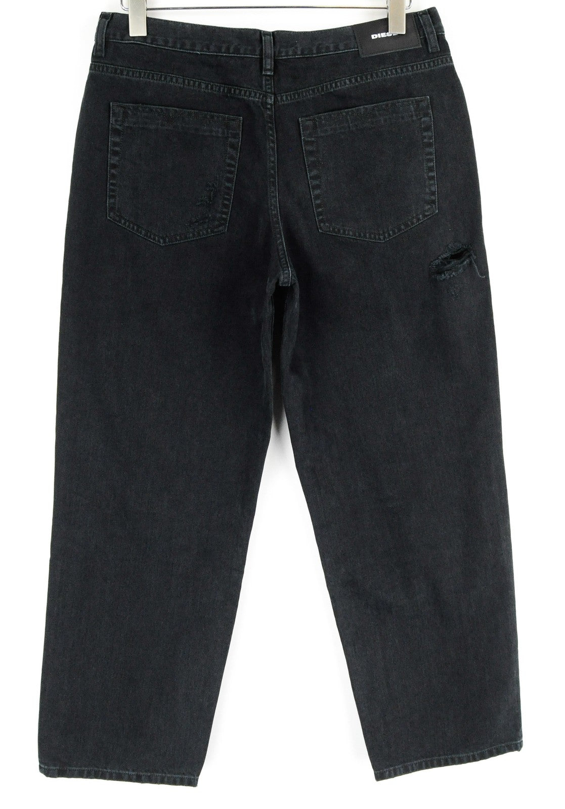 DIESEL Niclah 084TB Womens W31 L32 High-Rise Ripped Black Straight Leg Jeans