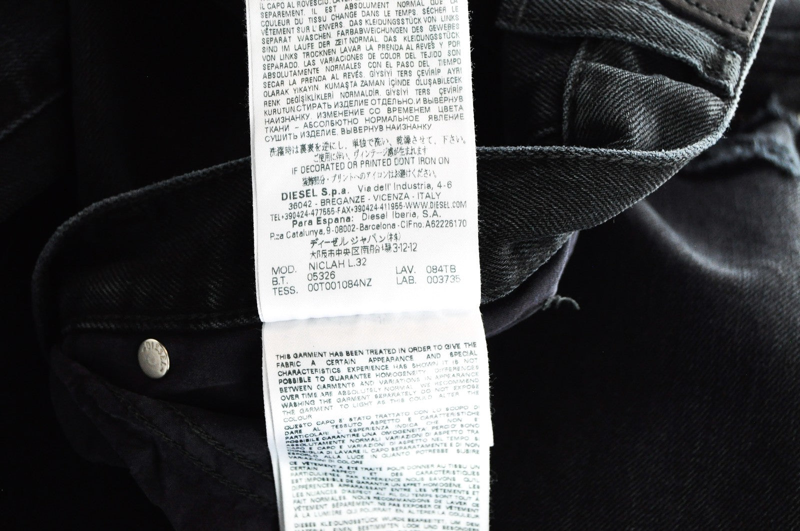 DIESEL Niclah 084TB Womens W31 L32 High-Rise Ripped Black Straight Leg Jeans