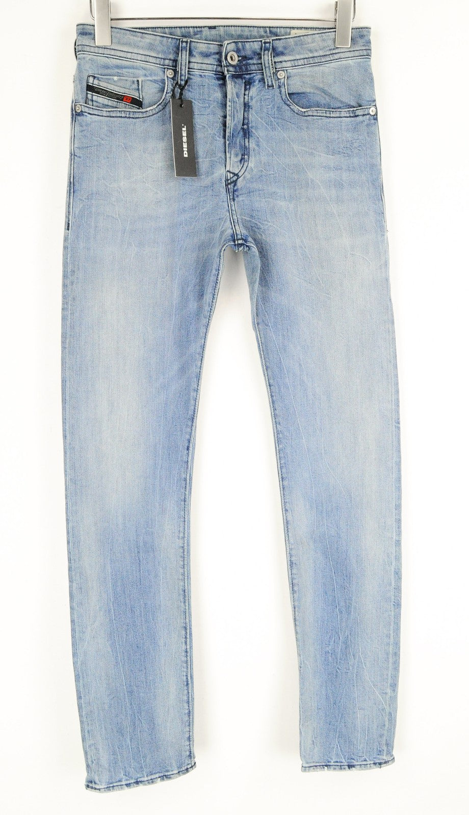DIESEL Buster 081AL Mens Slim Tapered Blue Button-Fly Jeans W27 L32 Washed