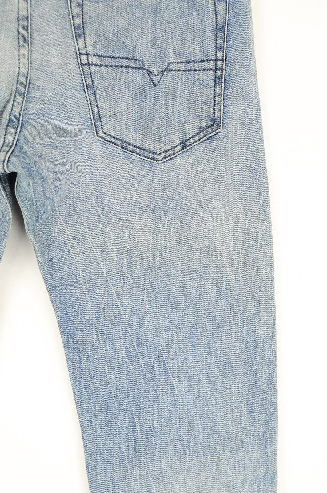 DIESEL Buster 081AL Mens Slim Tapered Blue Button-Fly Jeans W27 L32 Washed