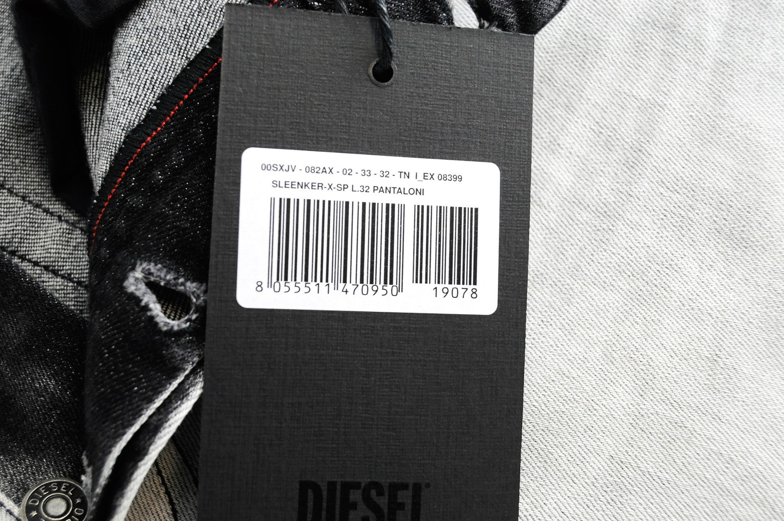 DIESEL Sleenker-X-SP 082AX Mens W33 L32 Slim Skinny Jeans Button-Fly Two Tone