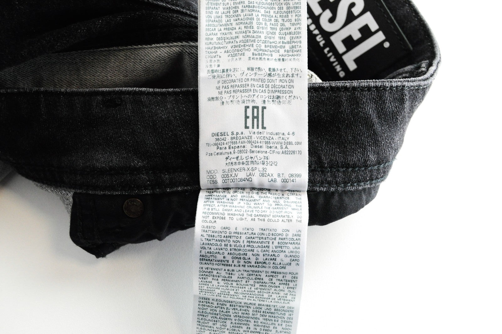 DIESEL Sleenker-X-SP 082AX Mens W33 L32 Slim Skinny Jeans Button-Fly Two Tone