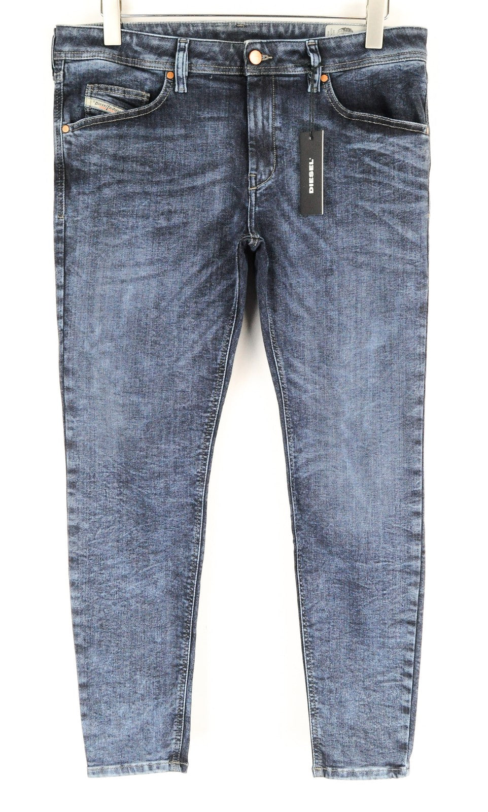 DIESEL Stickker 0687M vyriški aptempti itin ploni džinsai W34 L30 akmens mėlynumo 