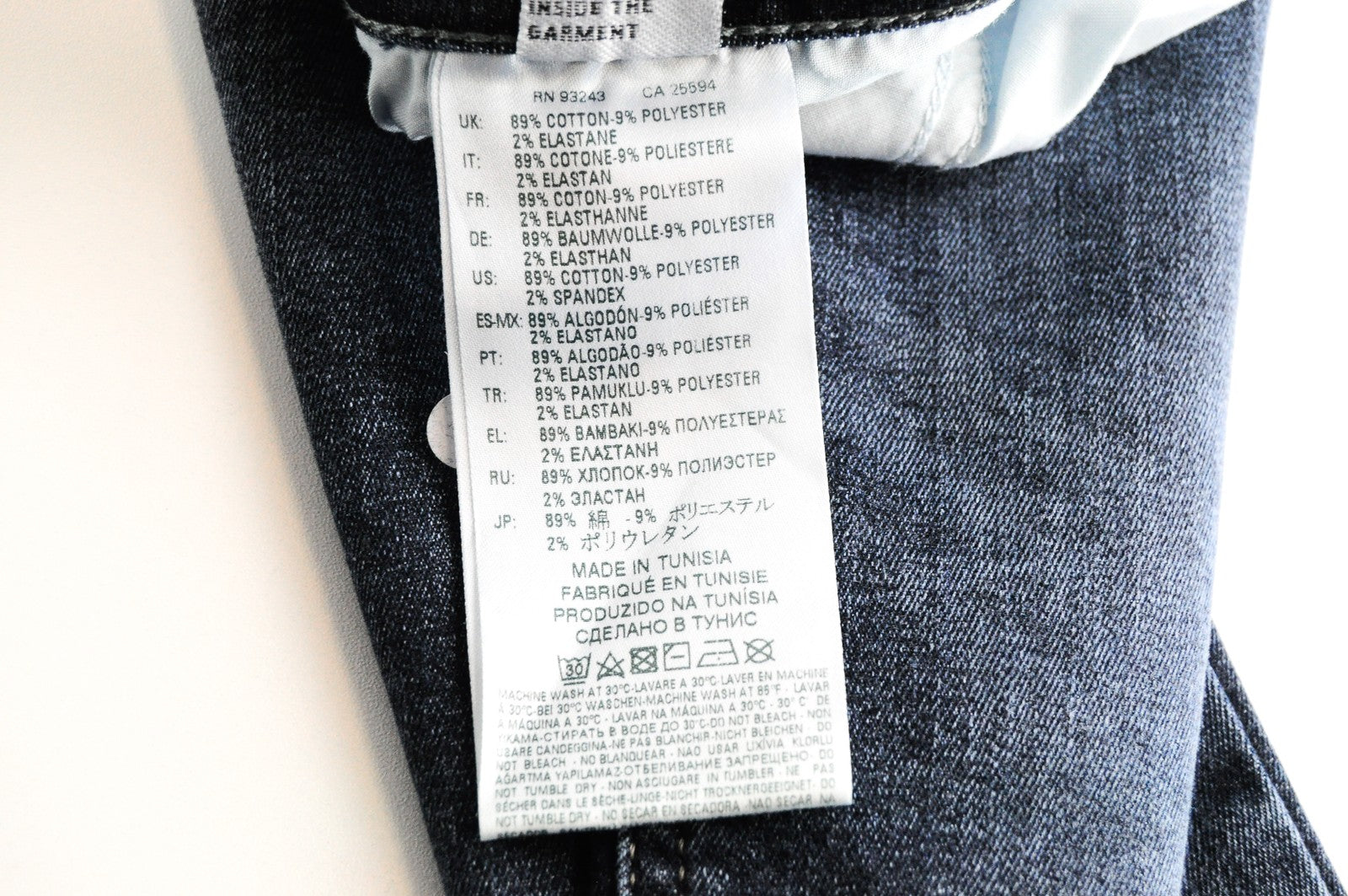 DIESEL Stickker 0687M vyriški aptempti itin ploni džinsai W34 L30 akmens mėlynumo 