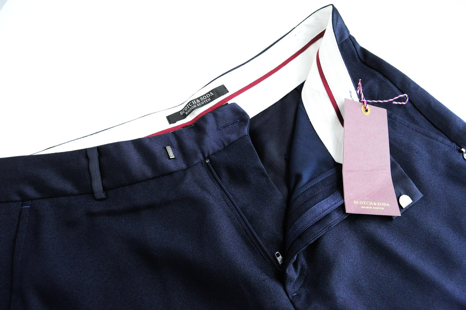 MAISON SCOTCH Wide  Trousers Womens S Pleated Zip Dark Blue Classic Pants