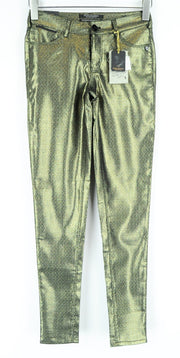 MAISON SCOTCH W24 L32 Womens Glitter Zip Jeans Skinny Mid-Rise Printed