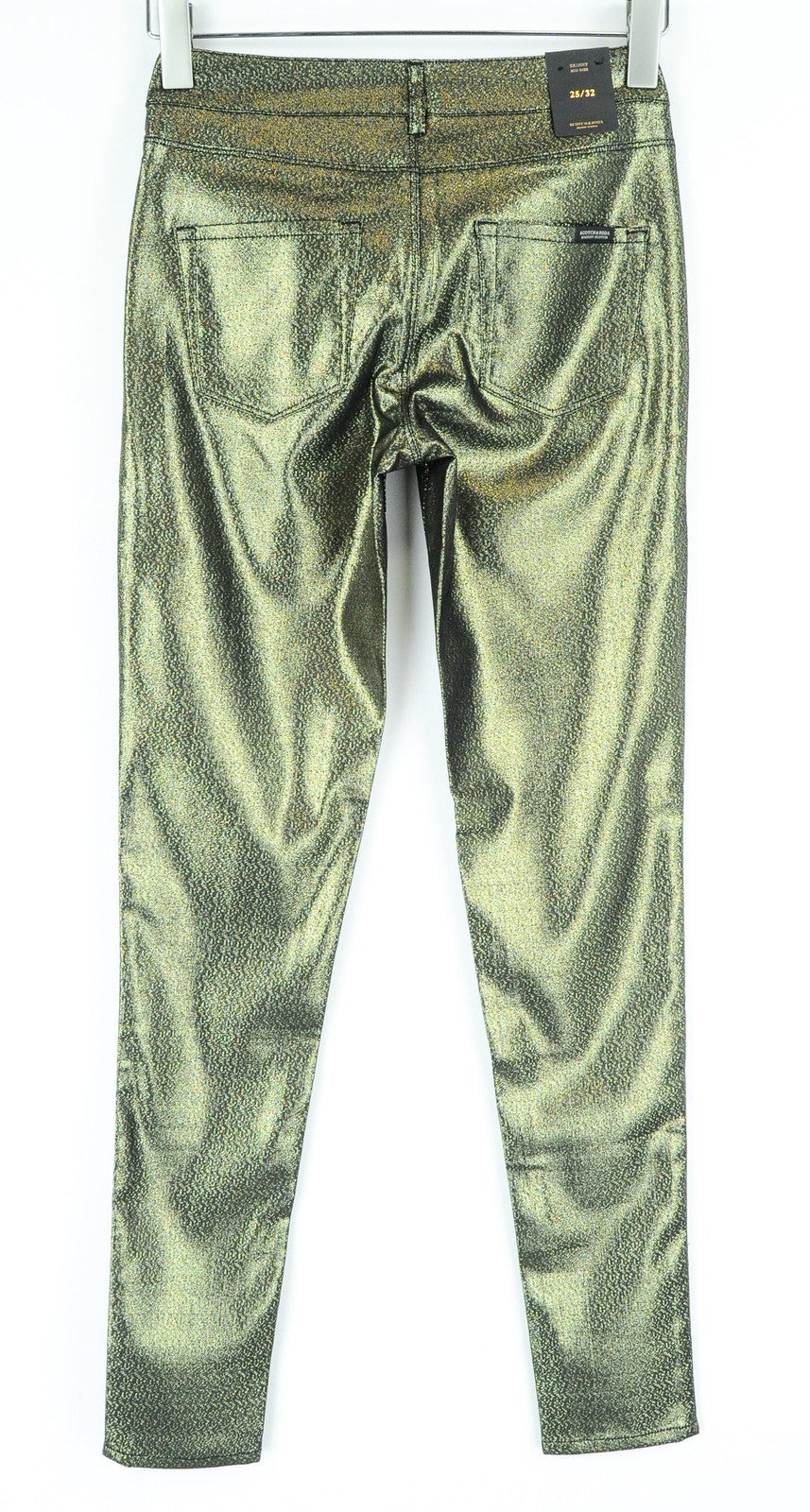 MAISON SCOTCH W24 L32 Womens Glitter Zip Jeans Skinny Mid-Rise Printed