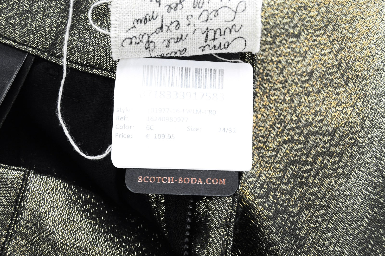 MAISON SCOTCH W24 L32 Womens Glitter Zip Jeans Skinny Mid-Rise Printed