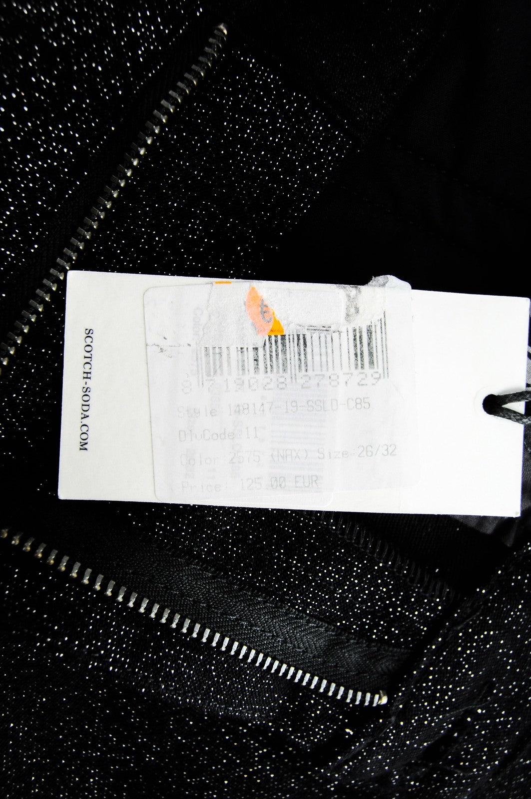 MAISON SCOTCH W26 L32 Black Zip Glitter Skinny  Mid-Rise Womens Jeans