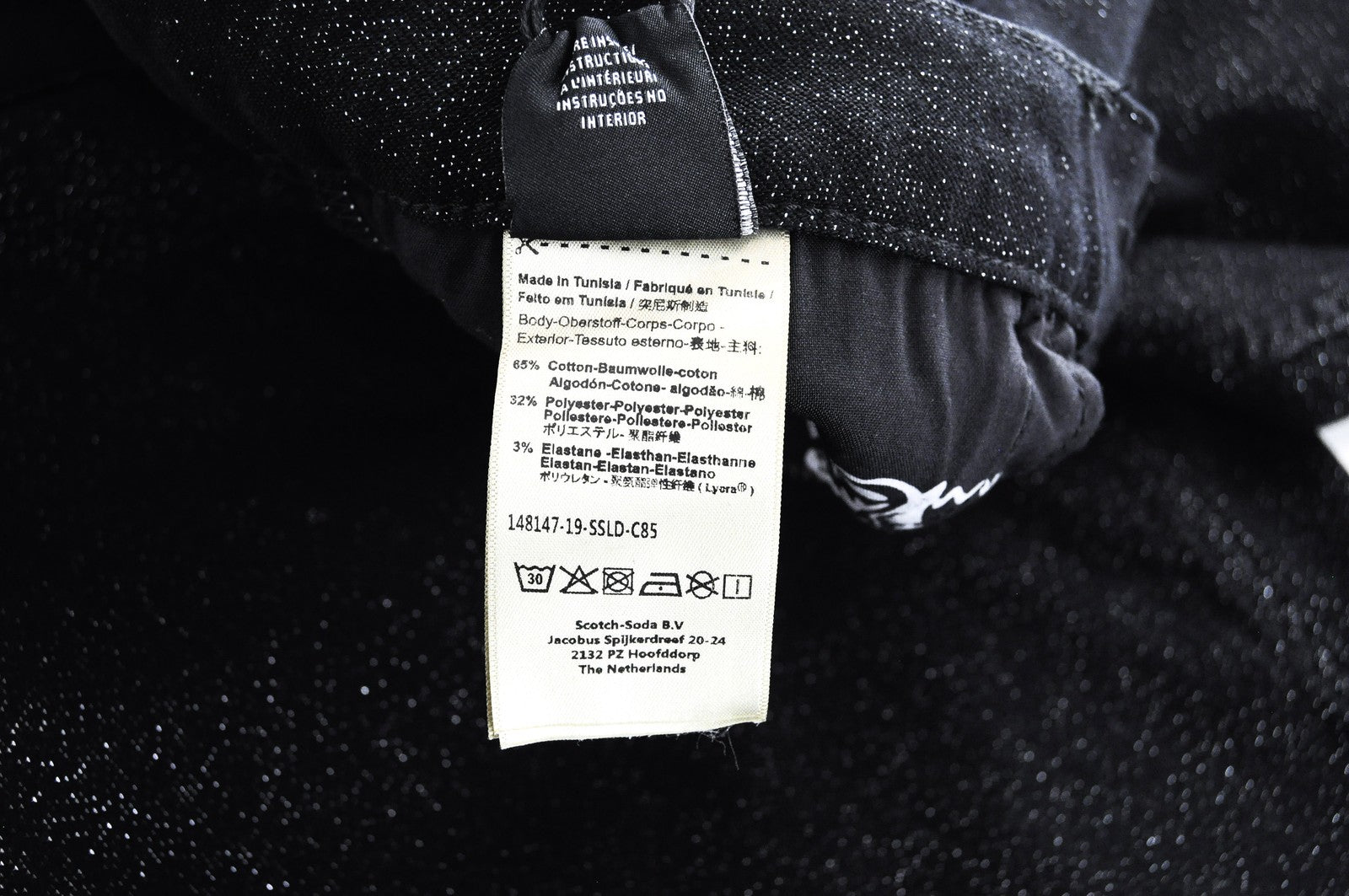 MAISON SCOTCH W26 L32 Black Zip Glitter Skinny  Mid-Rise Womens Jeans