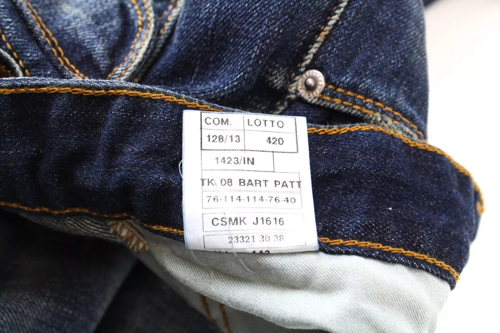 TAKESHY KUROSAWA vyriški džinsai W32 mėlyni, dirbtinio džinso rašto, su sagomis ir užsegimu. 