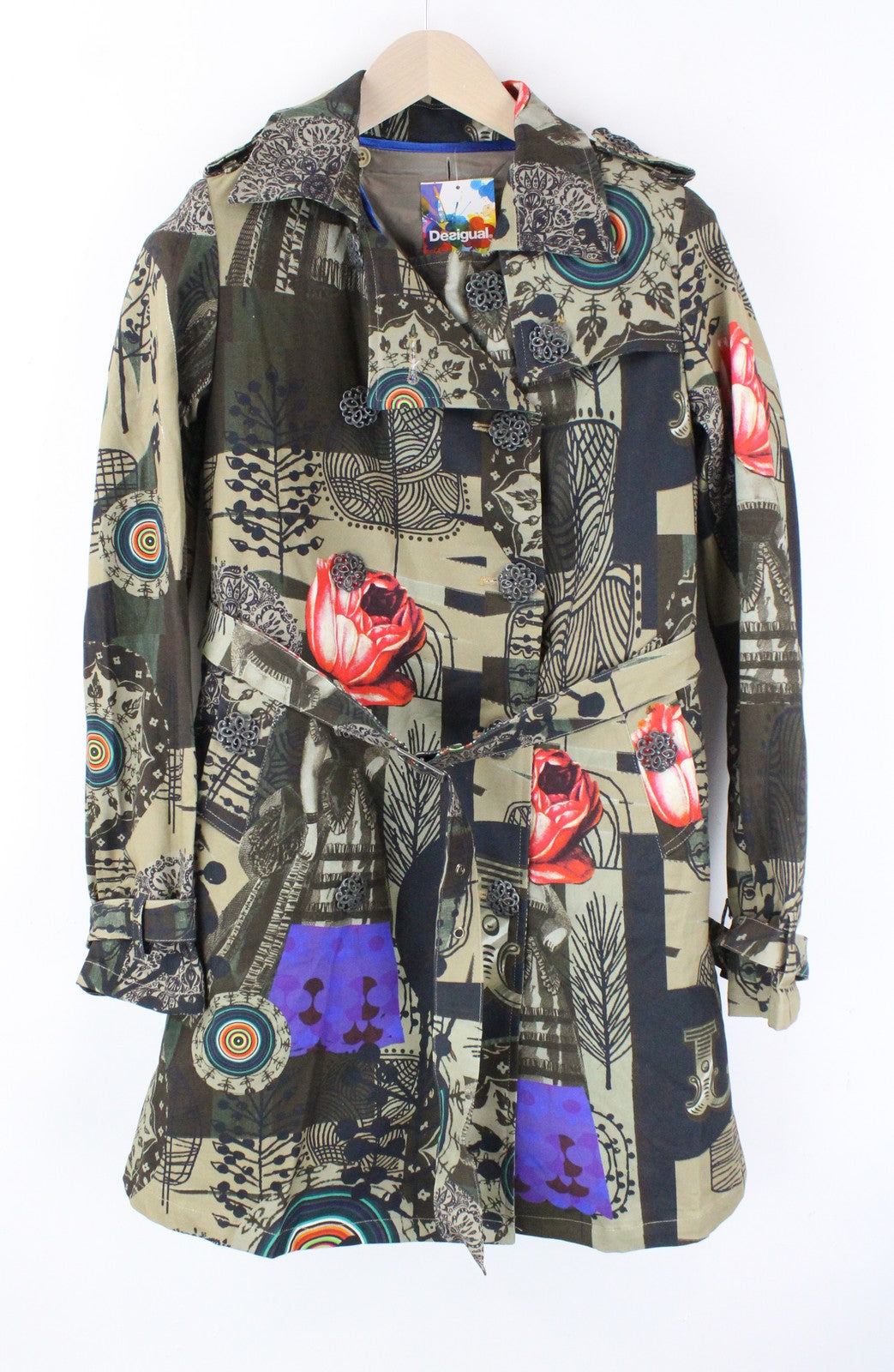 DESIGUAL Demption Women's Coat EU38 Brown Melange Double Lined