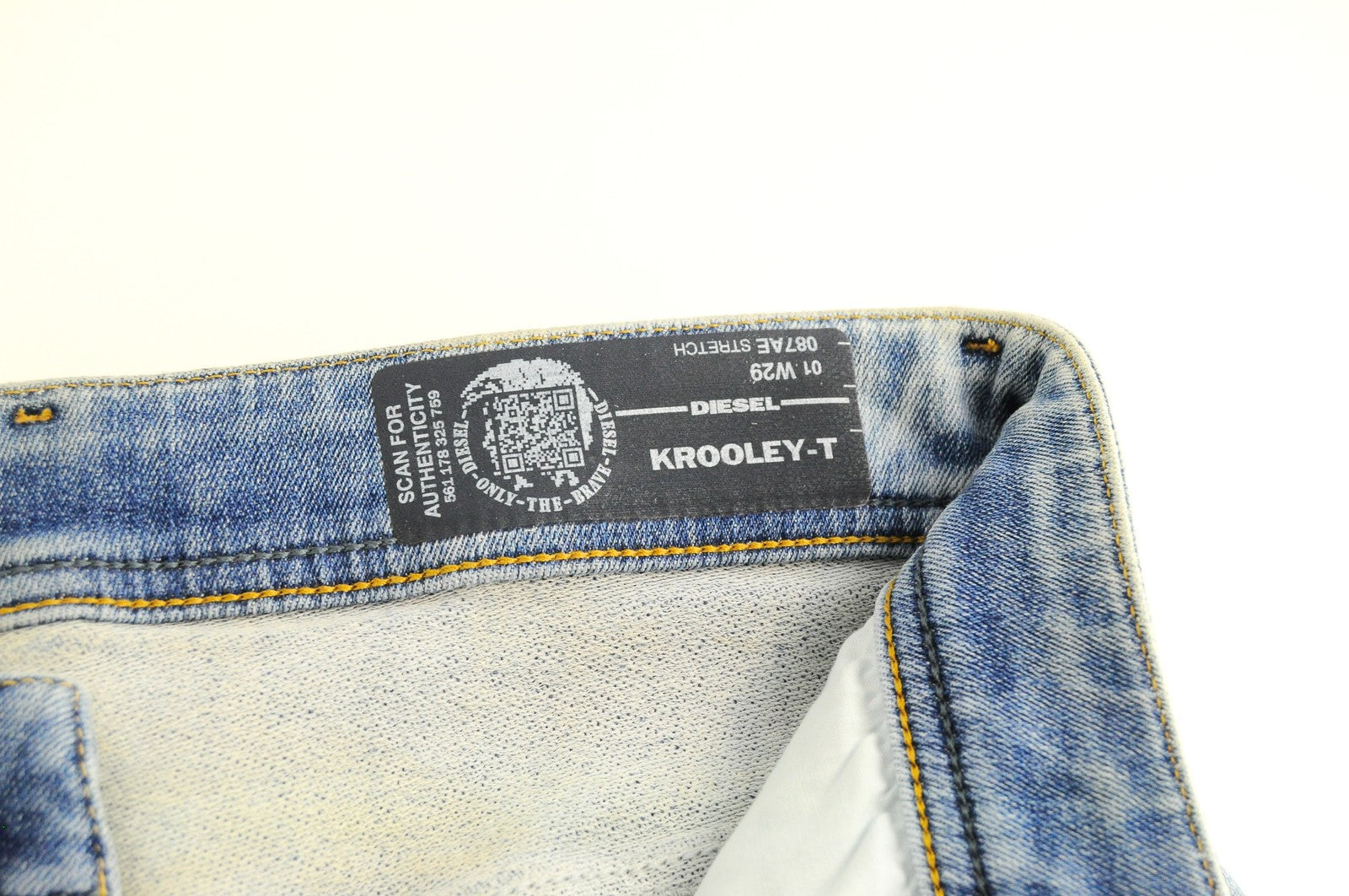 DIESEL Krooley-T 087AE vyriški W29 mėlyni Jog tamprūs skalbti ploni džinsai 