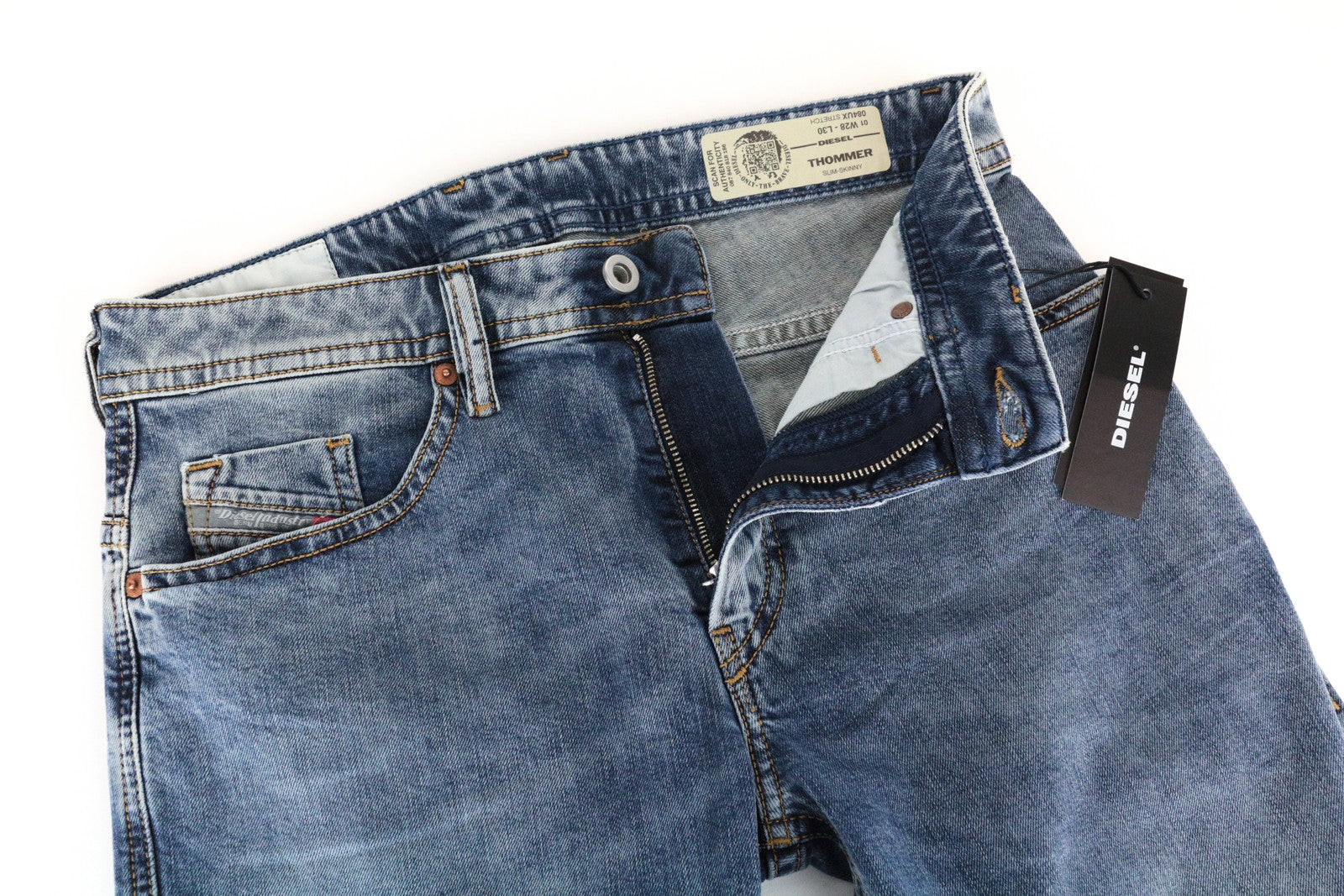 DIESEL Thommer 084UX Men's Jeans W28/L30 Wash Blue Skinny