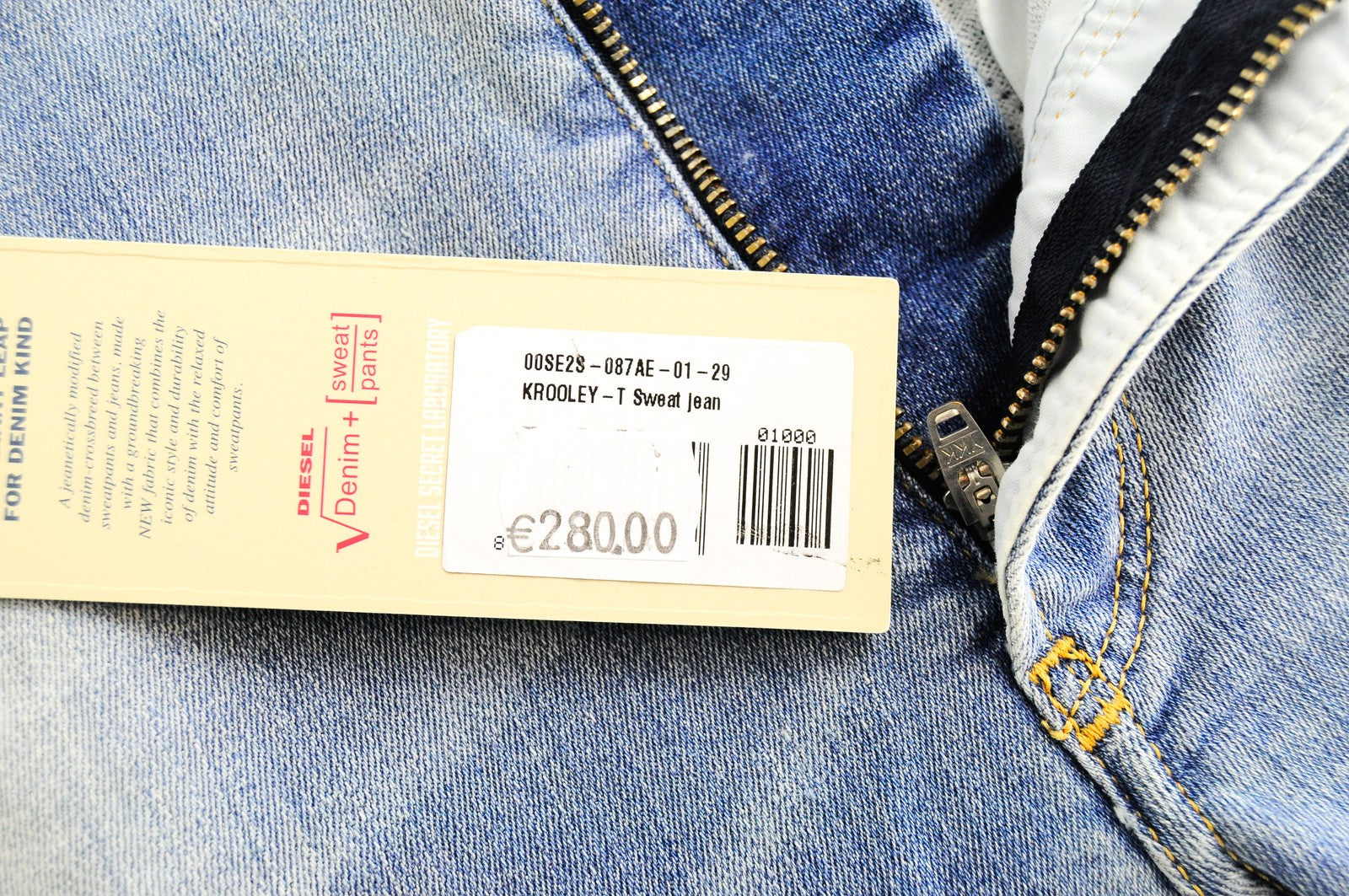 DIESEL Krooley-T 087AE Mens W29 Jogg Blue Slim Stretch  Faded Look Jeans