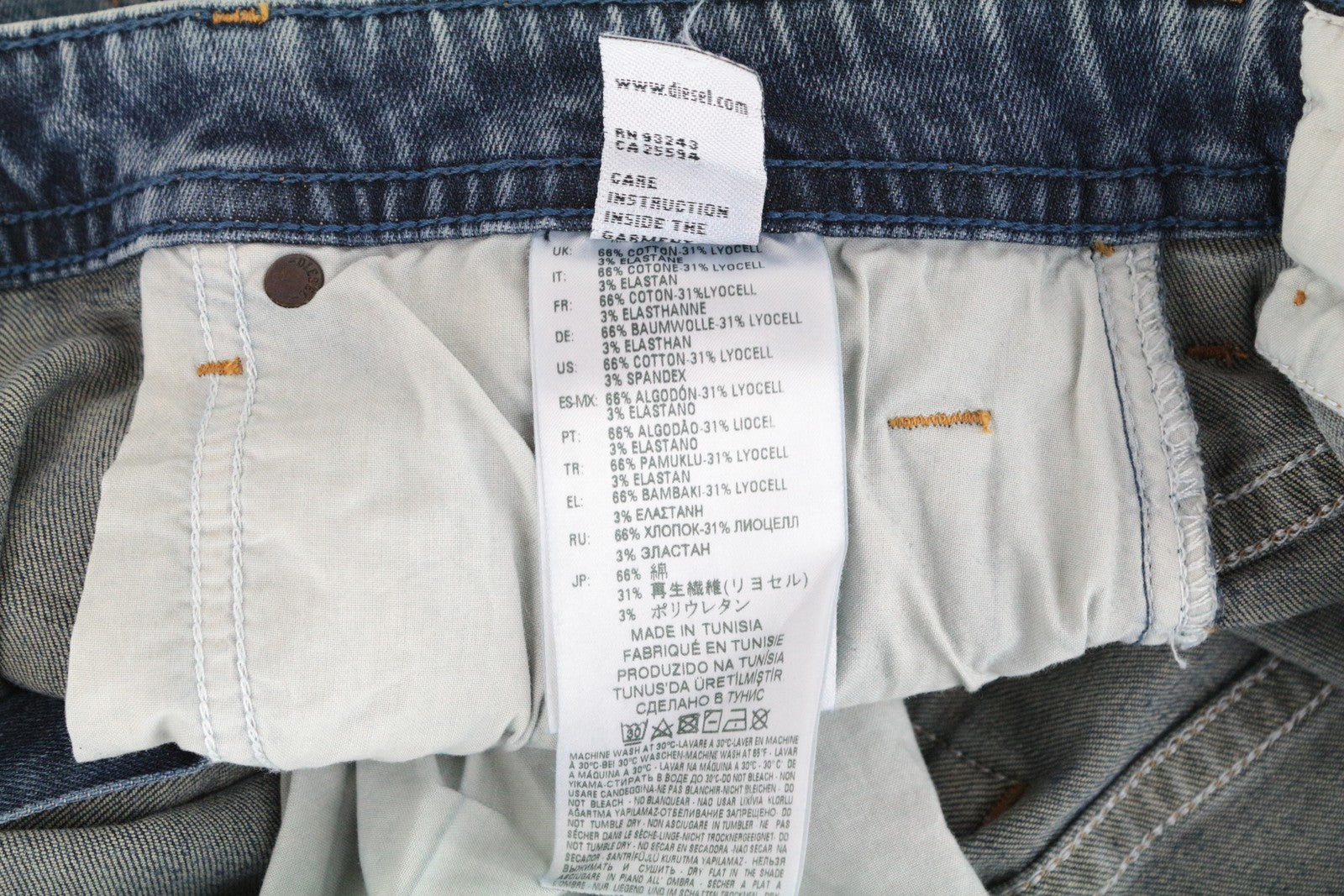 DIESEL Thommer 084UX Men's Jeans W28/L32 Washed Blue Stretch