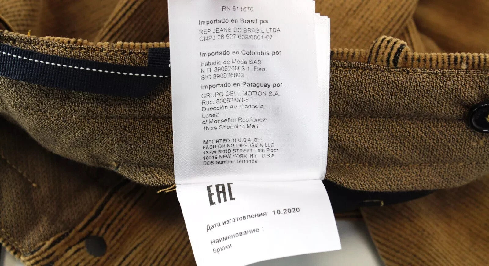 REPLAY Men's Chino Trousers W34 L30 Brown Corduroy Patched Pocket Button-Fly