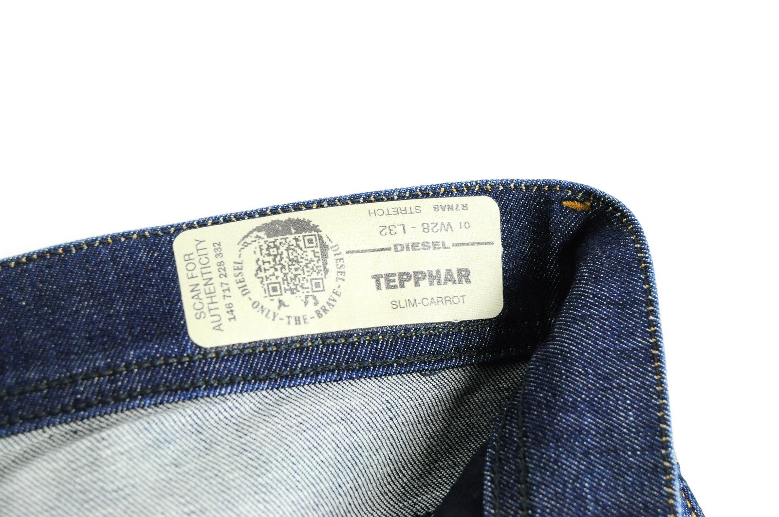 DIESEL Tepphar R7NA8 Mens W28 L32 Slim Carrot  Blue Stretch Cotton Jeans