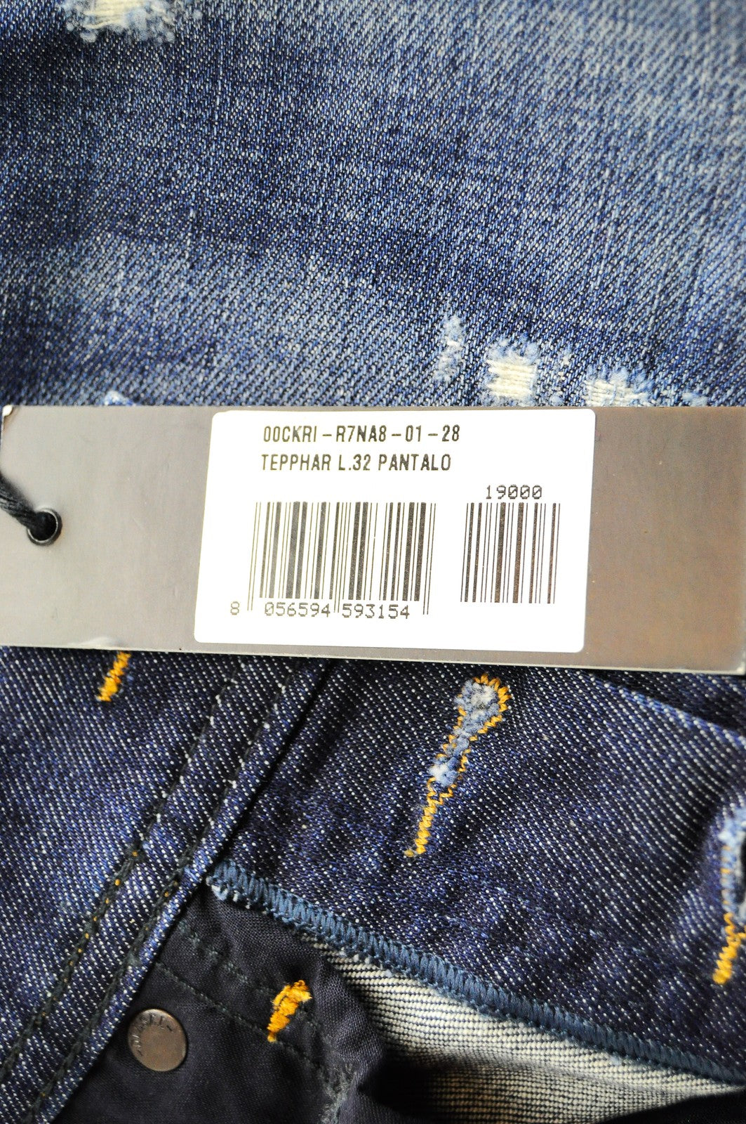 DIESEL Tepphar R7NA8 Mens W28 L32 Slim Carrot  Blue Stretch Cotton Jeans