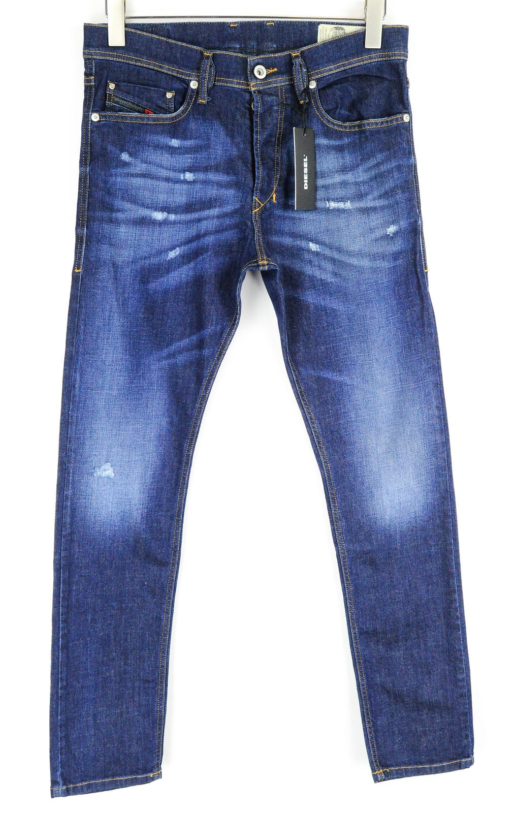 DIESEL Tepphar R7NA8 Mens W28 L32 Slim Carrot Blue Cotton Stretch Distressed